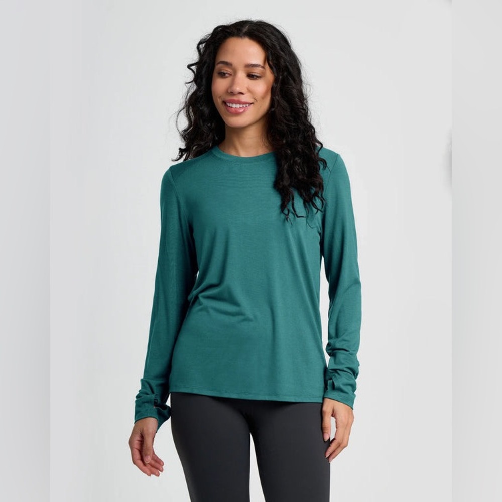 Teal Long Sleeve Women's Top slightly ribbed